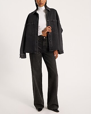 Body Contour Stretch Cotton Turtleneck Long Sleeve Cropped Tee