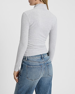 Ribbed Long Sleeve Mock Neck Tee