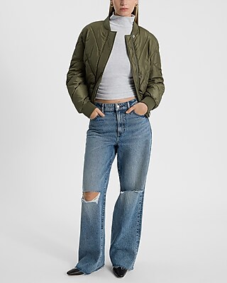 Ribbed Long Sleeve Mock Neck Tee