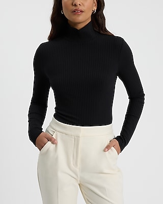 Ribbed Long Sleeve Mock Neck Tee