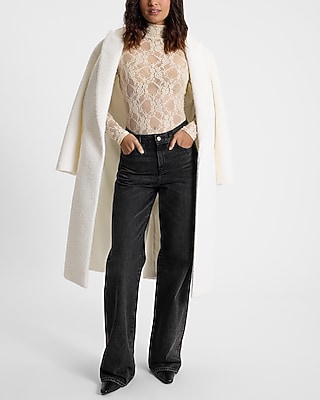 Sheer Lace Mock Neck Long Sleeve Bodysuit