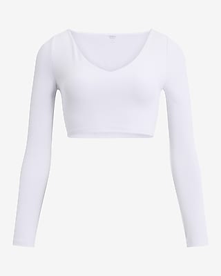 Body Contour High Compression V-Neck Long Sleeve Cropped Tee