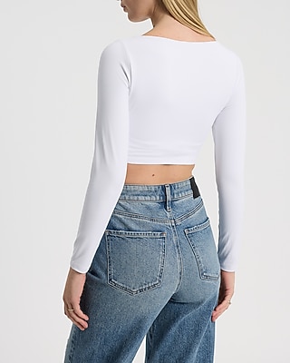 Body Contour High Compression V-Neck Long Sleeve Cropped Tee
