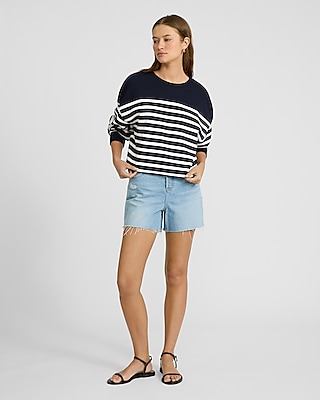 Boxy Striped Fleece Sweatshirt