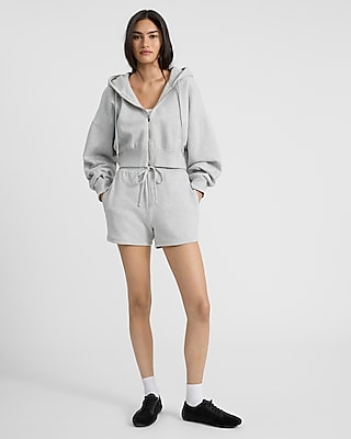 Relaxed Zip Up Cropped Hoodie