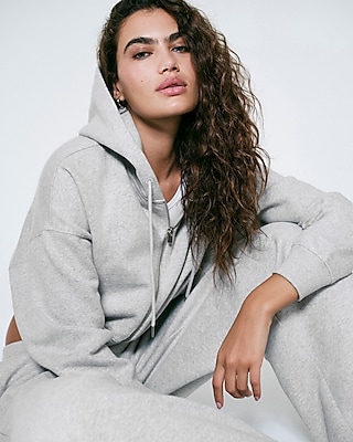 Relaxed Zip Up Cropped Hoodie