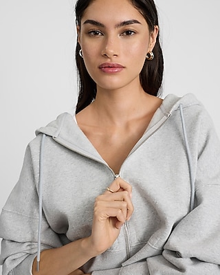 Relaxed Zip Up Cropped Hoodie