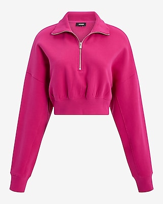 Quarter Zip Banded Bottom Cropped Sweatshirt