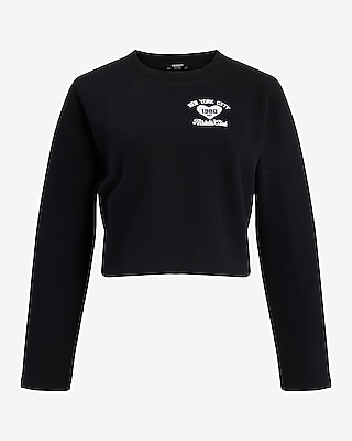 Heart Graphic Crew Neck Cropped Sweatshirt