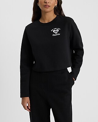 Heart Graphic Crew Neck Cropped Sweatshirt