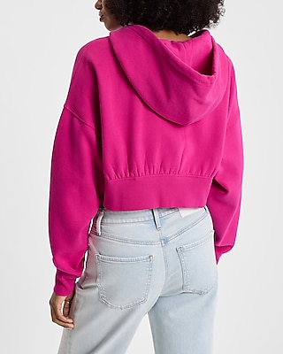 Relaxed Chest Graphic Zip Up Cropped Hoodie