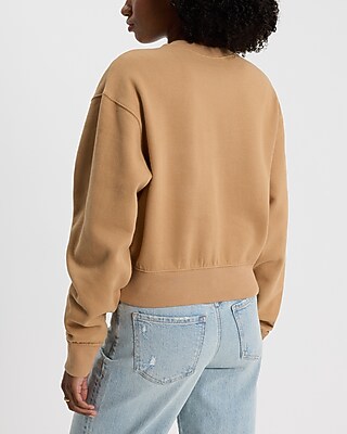 Crew Neck Banded Bottom Cropped Sweatshirt | Express