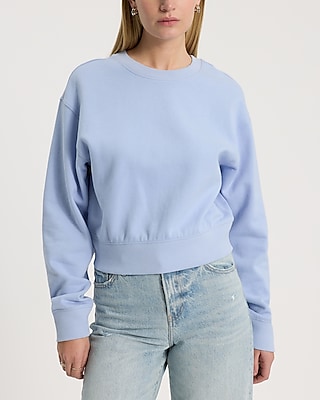 Crew Neck Banded Bottom Cropped Sweatshirt