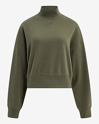 Mock Neck Banded Bottom Cropped Sweatshirt