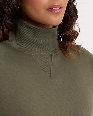 Mock Neck Banded Bottom Cropped Sweatshirt