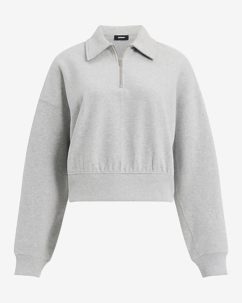 Quarter Zip Cropped Sweatshirt | Express Quarter Zip Cropped Sweatshirt | Express