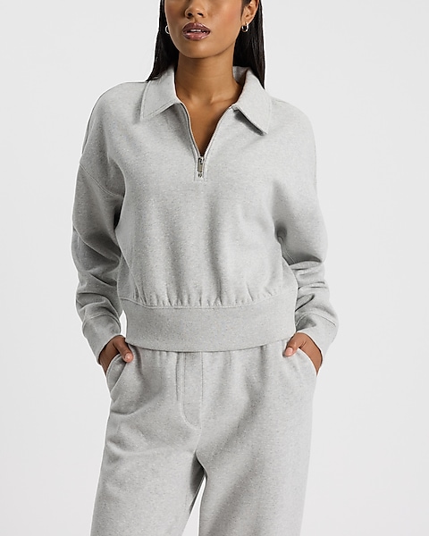 Quarter Zip Cropped Sweatshirt | Express Quarter Zip Cropped Sweatshirt | Express