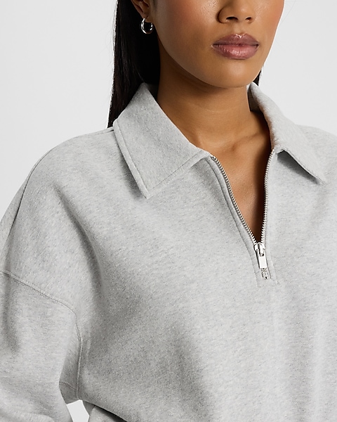 Quarter Zip Cropped Sweatshirt | Express Quarter Zip Cropped Sweatshirt | Express