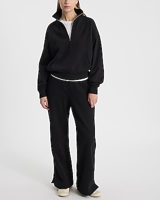 Relaxed Quarter Zip Banded Bottom Sweatshirt