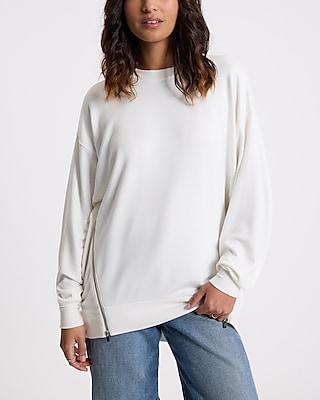 Crew Neck Side Zipper Oversized Sweatshirt