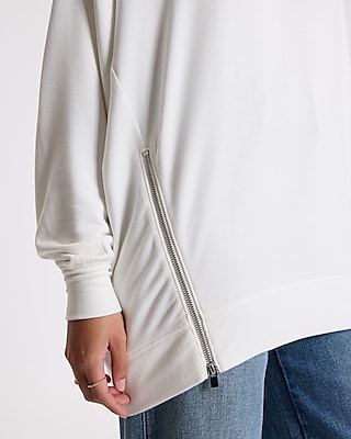 Crew Neck Side Zipper Oversized Sweatshirt