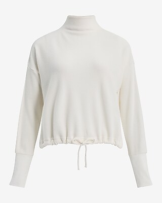 Waffle Mock Neck Long Sleeve Cinched Bottom Top