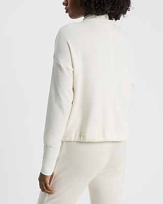 Waffle Mock Neck Long Sleeve Cinched Bottom Top