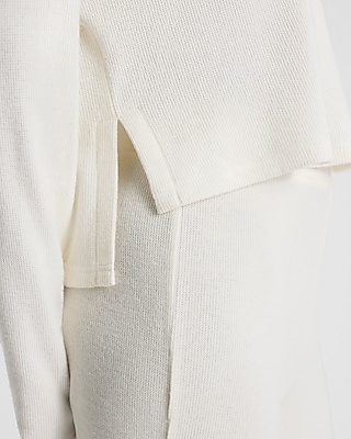 Waffle Long Sleeve Cropped Henley Tee