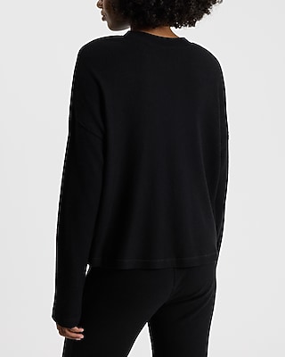 Waffle Long Sleeve Cropped Henley Tee
