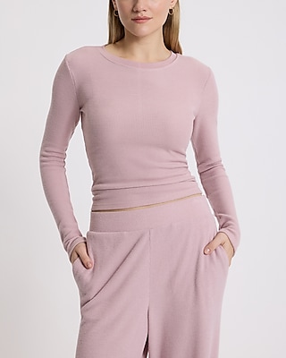 Waffle Fitted Crew Neck Long Sleeve Tee