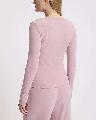 Waffle Fitted Crew Neck Long Sleeve Tee