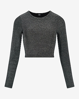 Shine Crew Neck Long Sleeve Cropped Tee