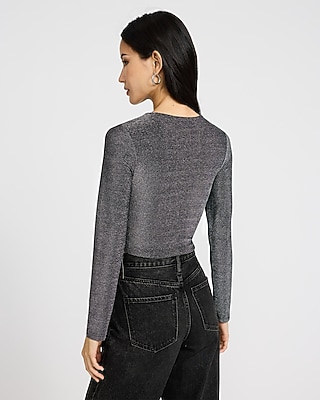 Shine Crew Neck Long Sleeve Cropped Tee