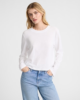 Cotton Crew Neck Long Sleeve Boyfriend Tee