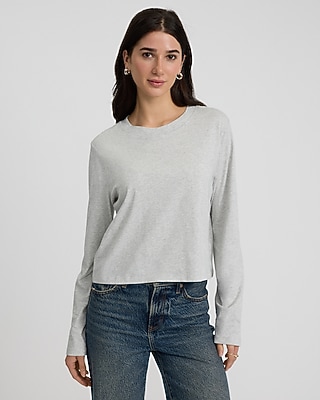 Cotton Crew Neck Long Sleeve Boyfriend Tee