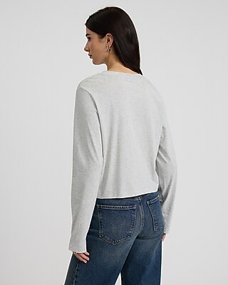 Cotton Crew Neck Long Sleeve Boyfriend Tee