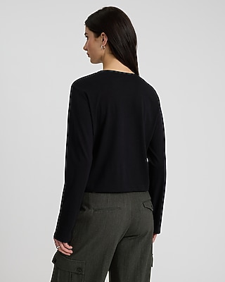 Cotton Crew Neck Long Sleeve Boyfriend Tee