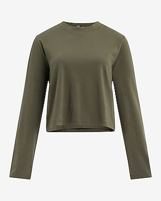 Cotton Crew Neck Long Sleeve Boyfriend Tee