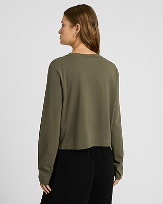 Cotton Crew Neck Long Sleeve Boyfriend Tee