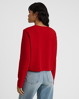 Crew Neck Long Sleeve Cropped Boyfriend Tee