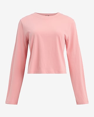 Crew Neck Long Sleeve Cropped Boyfriend Tee