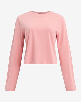 Crew Neck Long Sleeve Cropped Boyfriend Tee