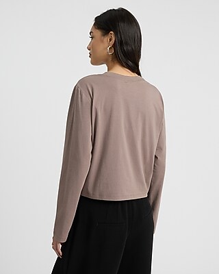 Cotton Crew Neck Long Sleeve Boyfriend Tee