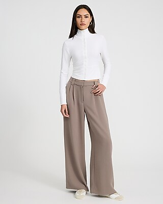 Ribbed Mock Neck Long Sleeve Button Front Tee - image 4