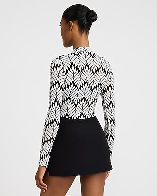 Abstract Flocked Mesh Long Sleeve Bodysuit