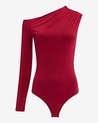 Body Contour Compression Ruched One Shoulder Long Sleeve Bodysuit - image 4