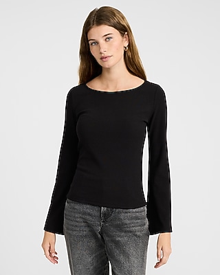 Supersoft Fitted Boat Neck Long Sleeve Tee | Express