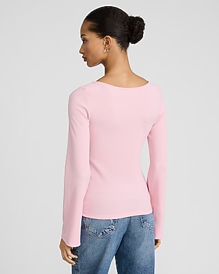 Ribbed Crew Neck Bell Sleeve Tee