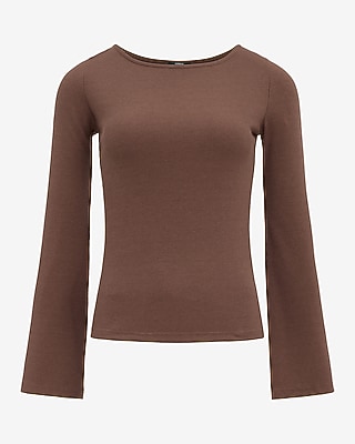 Ribbed Crew Neck Bell Sleeve Tee