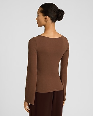 Ribbed Crew Neck Bell Sleeve Tee